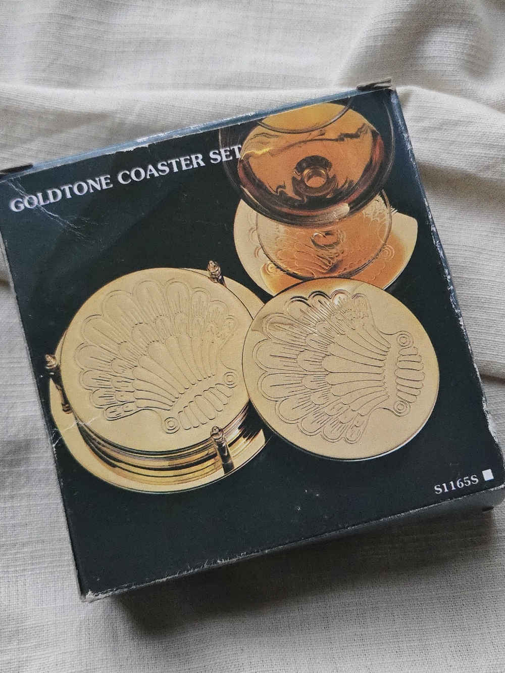 Vintage Shell Goldtone Coaster Set - Unopened in Original Packaging